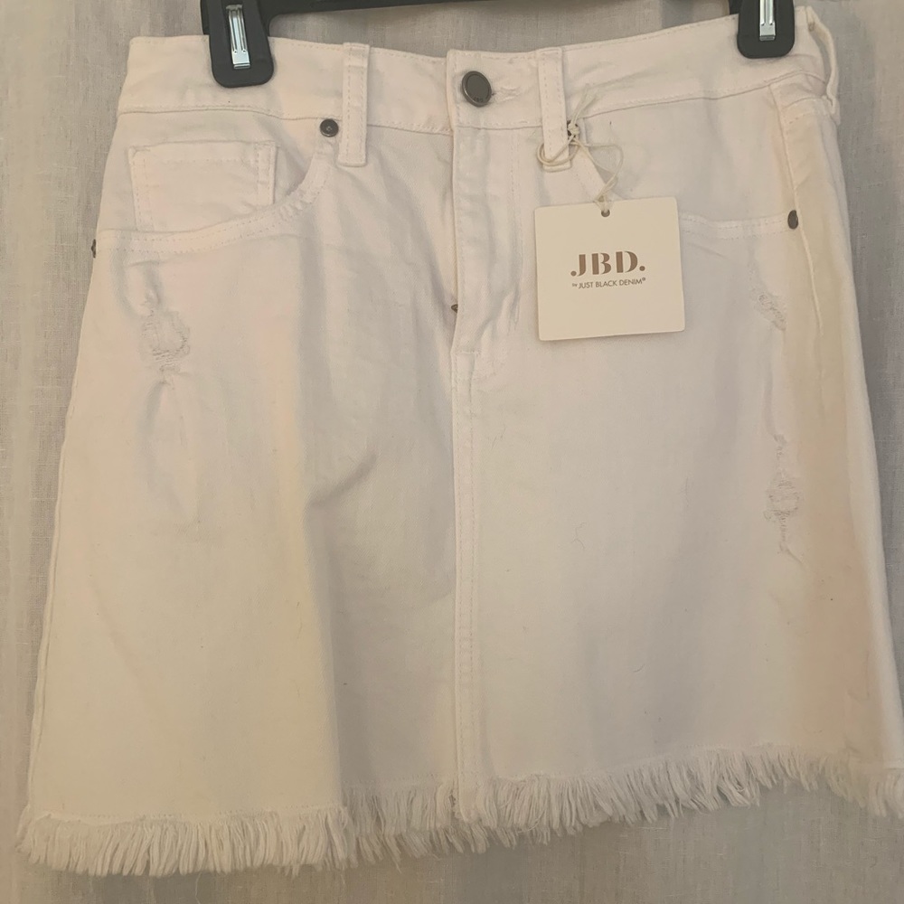 Just Black Denim White Jean Skirt